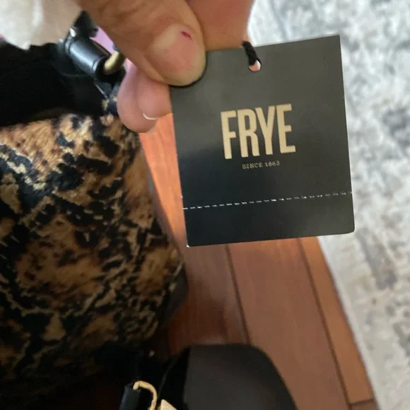 Frye Snake Pattern Hobo Bag - Black and Tan - Picture 4 of 7